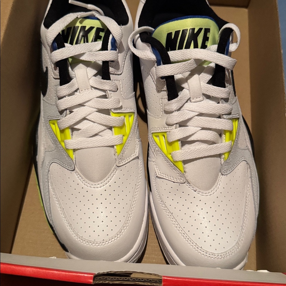 Nike Men’s White and Neon Yellow Athletic Sneakers